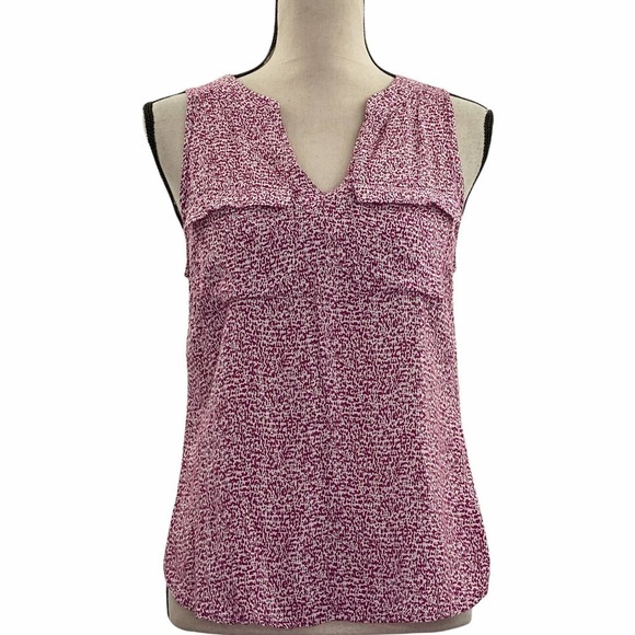 WILLI Smith Purple & Pink Printed Sleeveless Split Neck Button Down Blouse - Picture 1 of 11